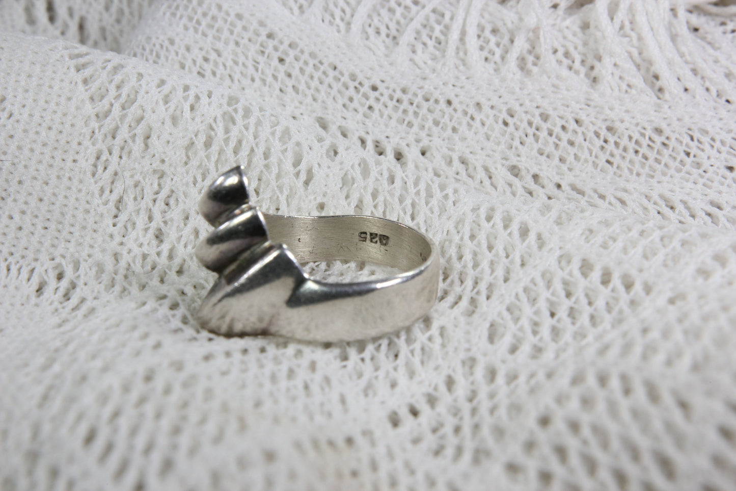 Sterling Silver Mexican Ring with Ocean Wave Design, Size 10