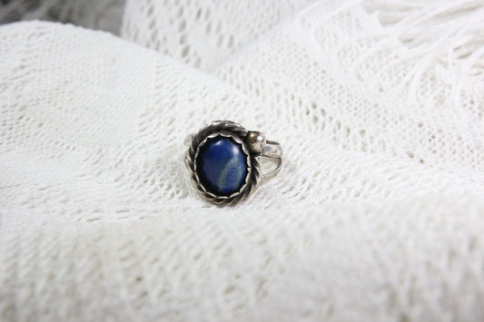 Sterling Silver Ring with Lapis Lazuli, Size 7.5