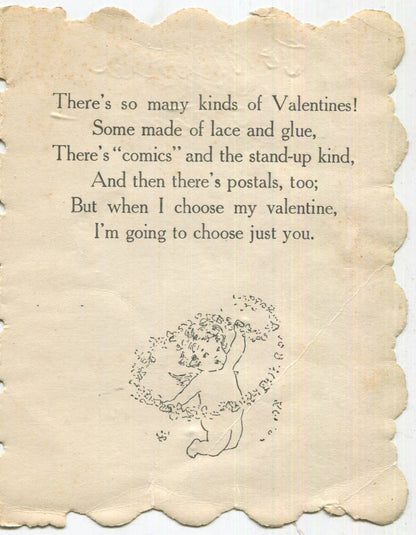 Antique Valentine Greeting Card - "I'm Going to Choose Just You" - 4" x 5"