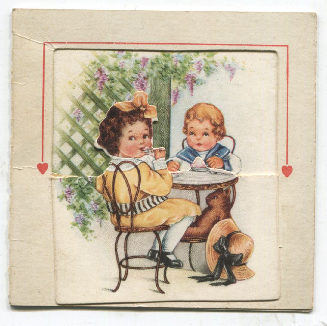 Cut Out Antique Valentine Greeting Card - "I Know Your Heart is Warm For Me" - 3.5" x 3.5"