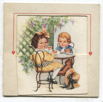 Cut Out Antique Valentine Greeting Card - "I Know Your Heart is Warm For Me" - 3.5" x 3.5"