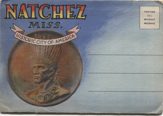 Natchez, Mississippi Vintage Souvenir Postcard Folder