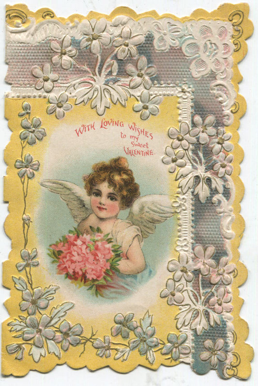 Antique Valentine Greeting Card - "With Loving Wishes to My Sweet Valentine" - 3.75" x 5.75"