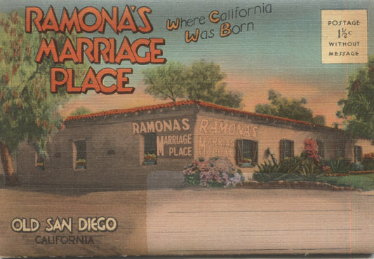 Ramona's Marriage Place, San Diego, California Vintage Souvenir Postcard Folder