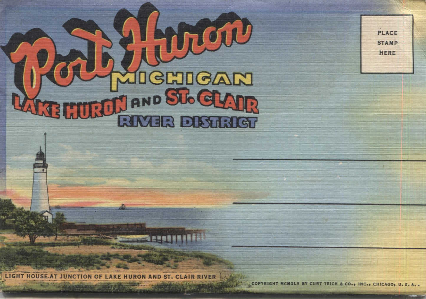 Port Huron, Michigan Vintage Souvenir Postcard Folder