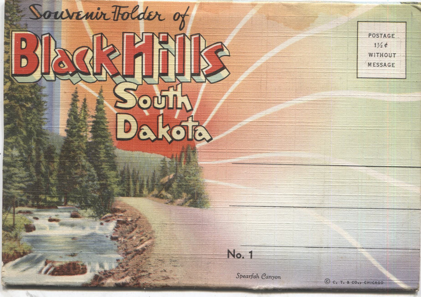 Black Hills, South Dakota Vintage Souvenir Postcard Folder