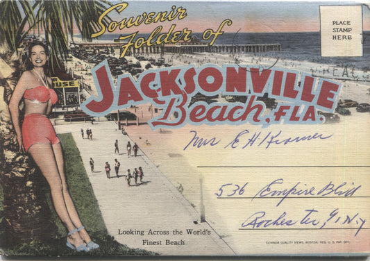 Jacksonville Beach, Florida Vintage Souvenir Postcard Folder