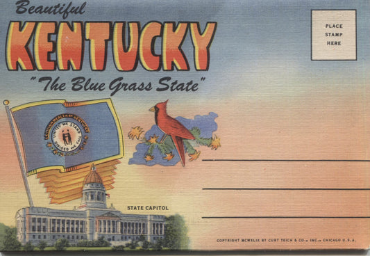 Kentucky "The Blue Grass State" Vintage Souvenir Postcard Folder
