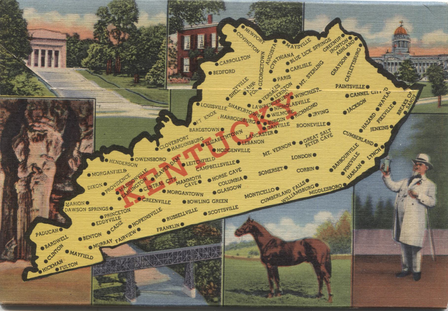 Kentucky "The Blue Grass State" Vintage Souvenir Postcard Folder