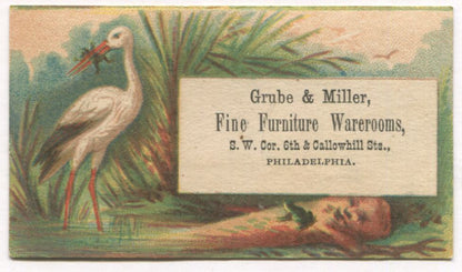 Grube & Miller Fine Furniture, Philadelphia, PA Antique Trade Card - 3" x 1.75"