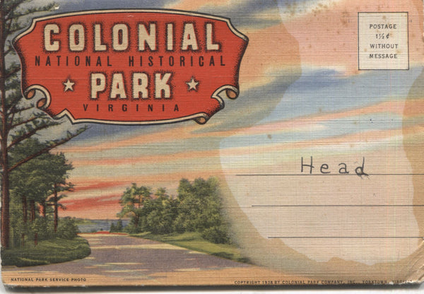 Colonial Park, Virginia Vintage Souvenir Postcard Folder