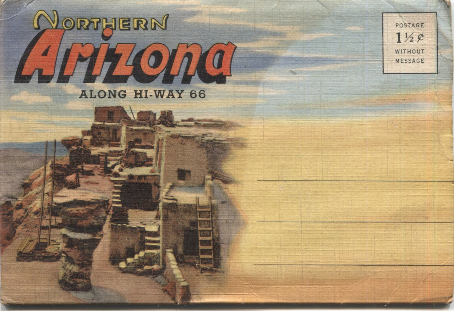 Northern Arizona Along Highway 66 Vintage Souvenir Postcard Folder