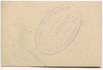 Petzelt's Pharmacy, Philadelphia, PA Antique Trade Card - 4.5" x 3"