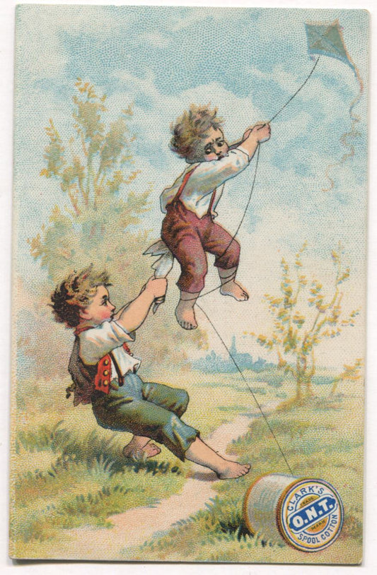 Clark's O.N.T. Spool Cotton, Newark, NJ Antique Trade Card - 4.25" x 2"