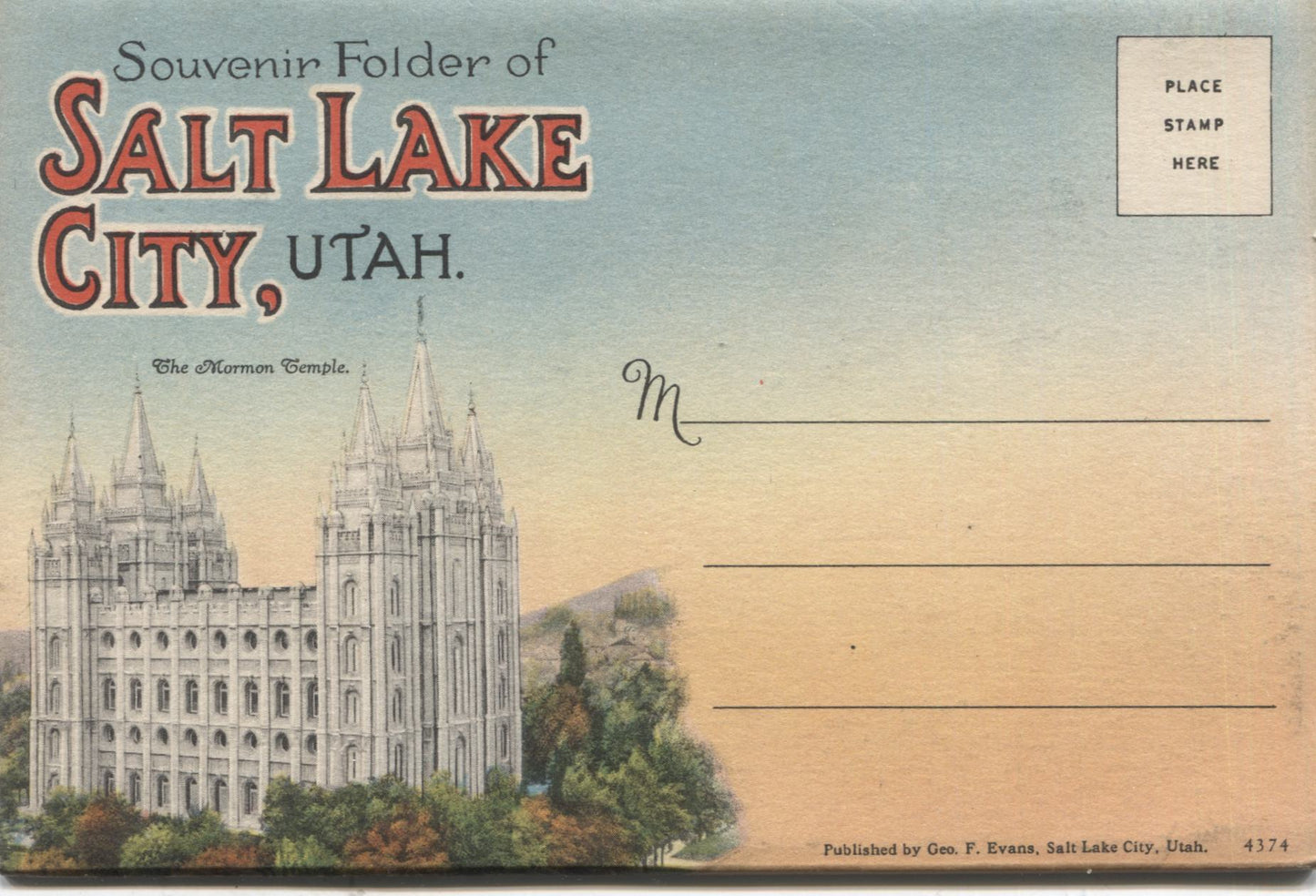 Salt Lake City, Utah Vintage Souvenir Postcard Folder