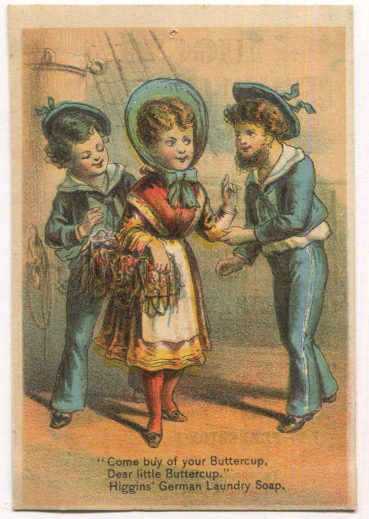 Higgins' German Laundry Soap, Booklyn, NY Antique Trade Card - 3" x 4.5"