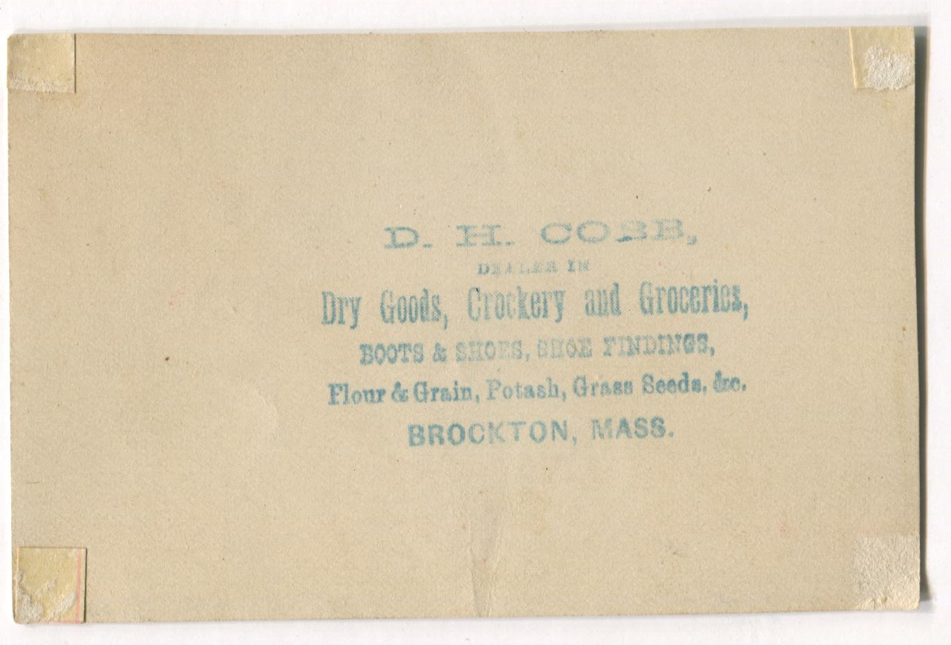 D.H. Cobb, Brockton, MA & Clark's Spool Cotton Antique Trade Card - 4.5" x 3"