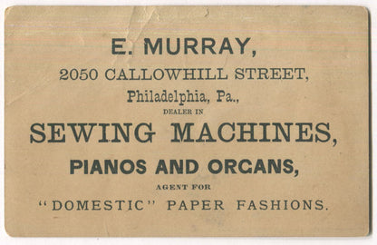 E. Murray Sewing Machines, Phones, & Organs Antique Trade Card - 4.75" x 3"