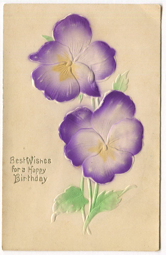 Best Wishes for a Happy Birthday Embossed Vintage Postcard