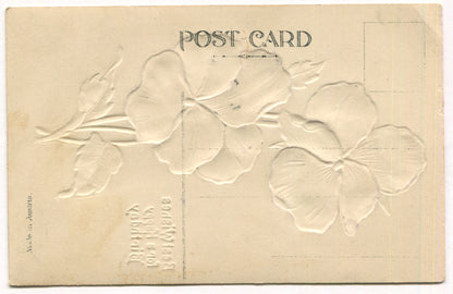 Best Wishes for a Happy Birthday Embossed Vintage Postcard