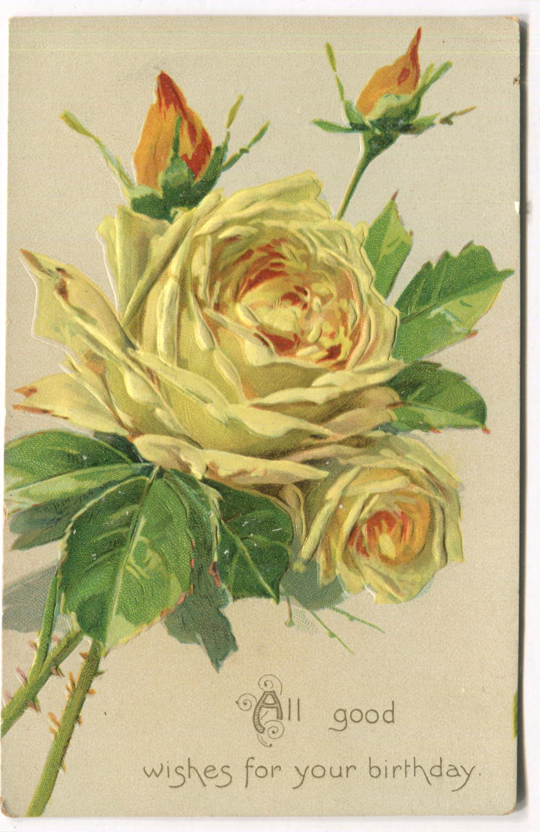 All Good Wishes for Your Birthday Embossed Vintage Postcard