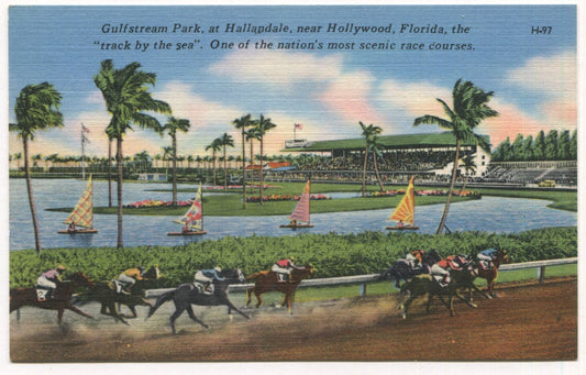 Gulfstream Park, Hollywood, Florida Vintage Postcard