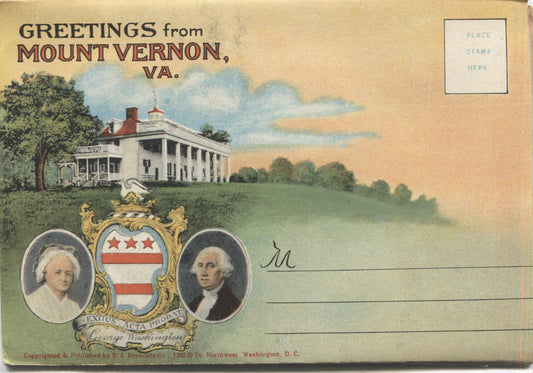 Mount Vernon, Virginia Vintage Souvenir Postcard Folder