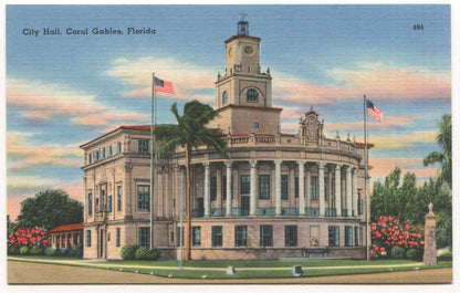 City Hall, Coral Gables, Florida Vintage Postcard