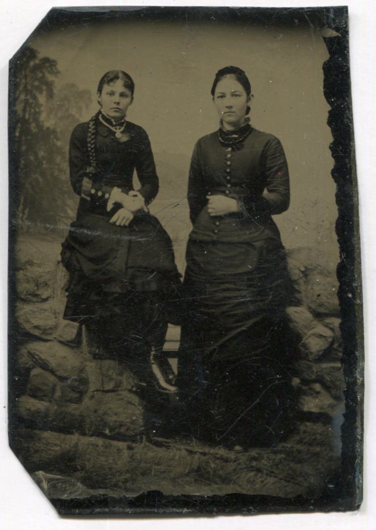 Tintype Photograph of Two Pretty Young Ladies