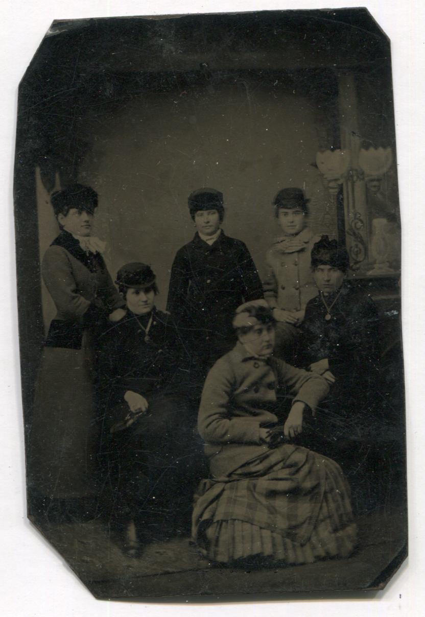 Tintype Group Photograph of Six Women