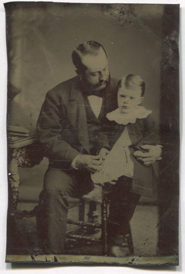 Tintype Photograph of a Bearded Man Looking Fondly at his Child