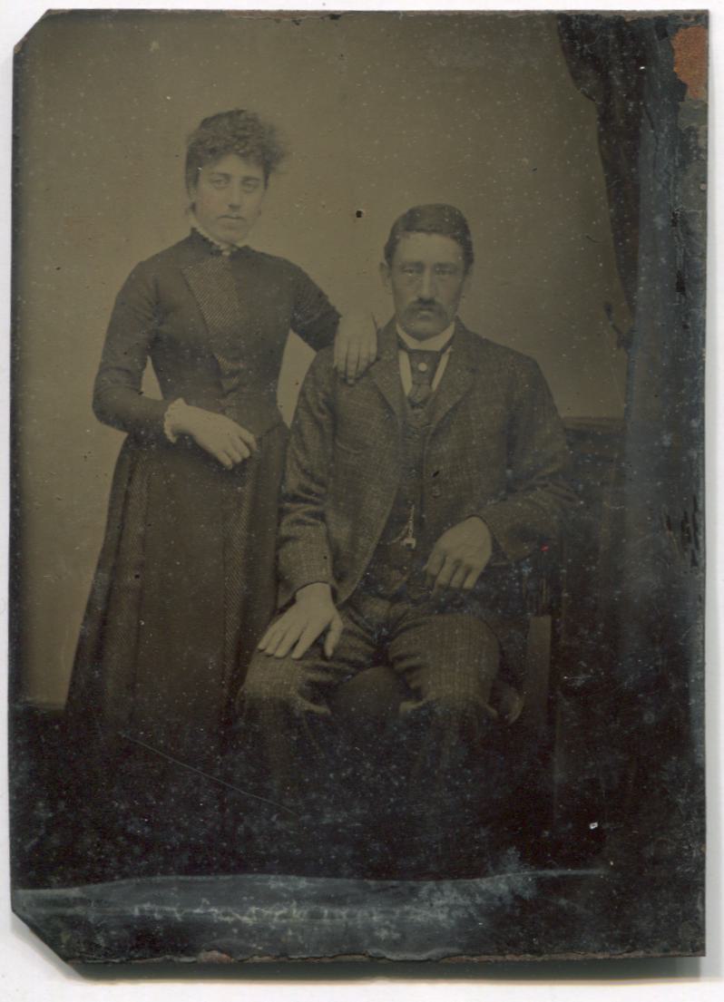 Tintype Photograph of a Couple, An Older Man and a Younger Woman