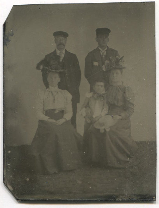 Tintype Group Photograph of Two Couples and a Small Child