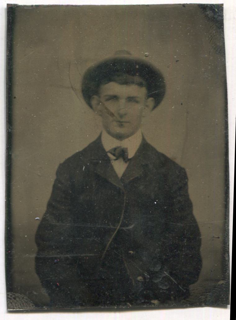 Tintype Photograph of a Young Man in a Hat