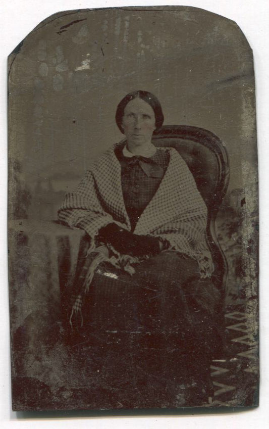 Tintype Photograph of a Seated Couple on a Bench