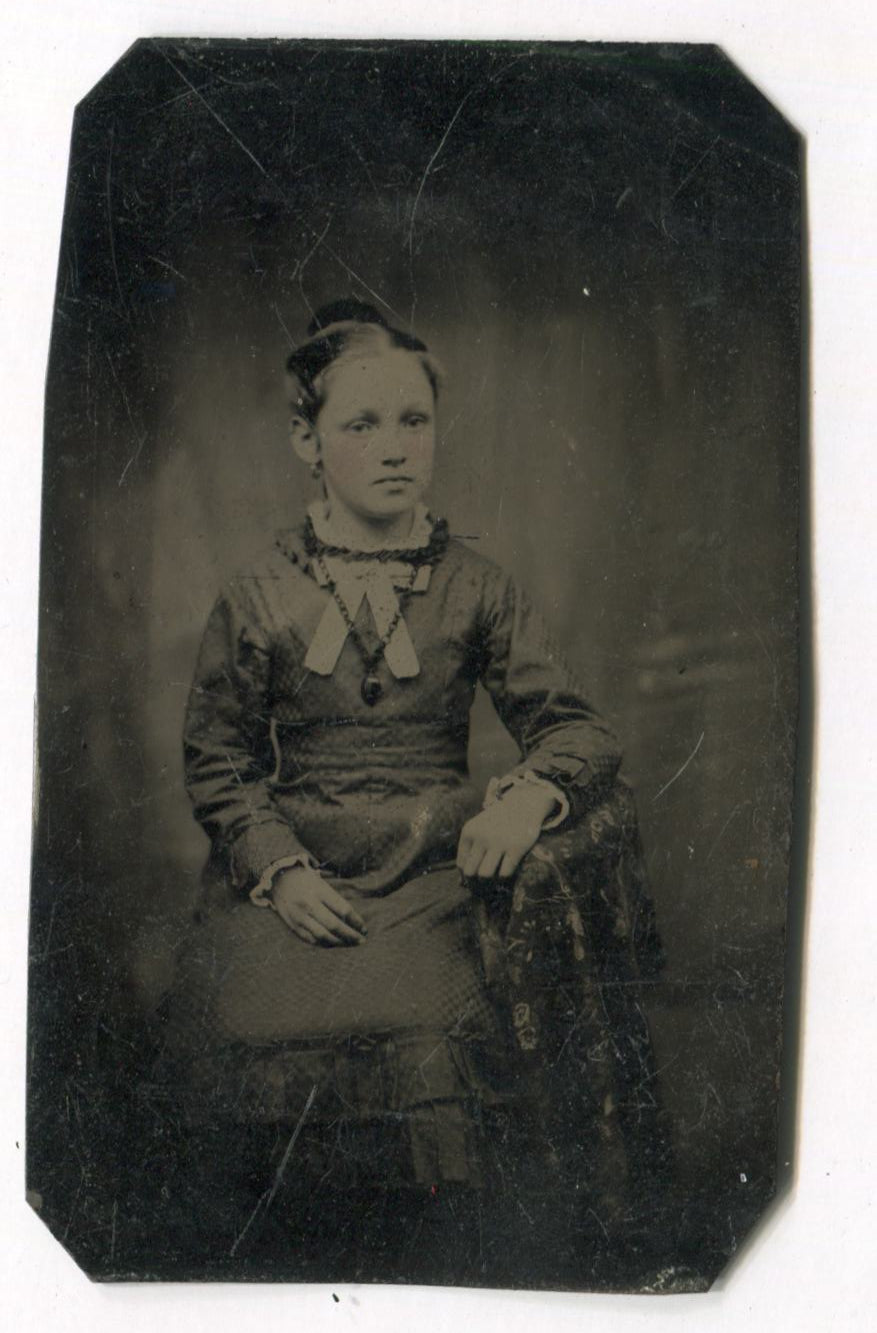 Tintype Photograph of a Young Girl Wearing a Necklace