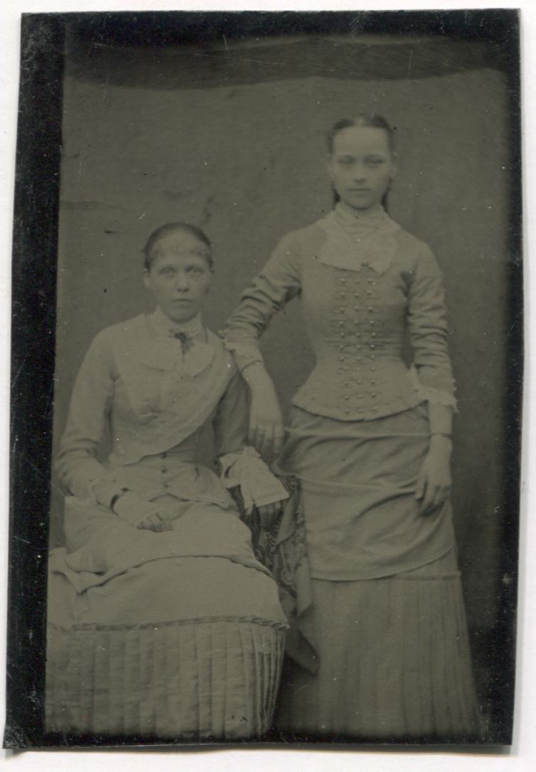 Tintype Photograph of Two Young Ladies