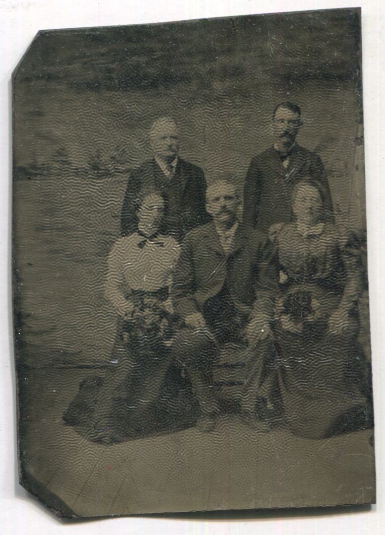 Tintype Group Photograph of Three Men and Two Women