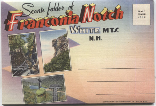 Franconia Notch, White Mountains, New Hampshire Vintage Souvenir Postcard Folder