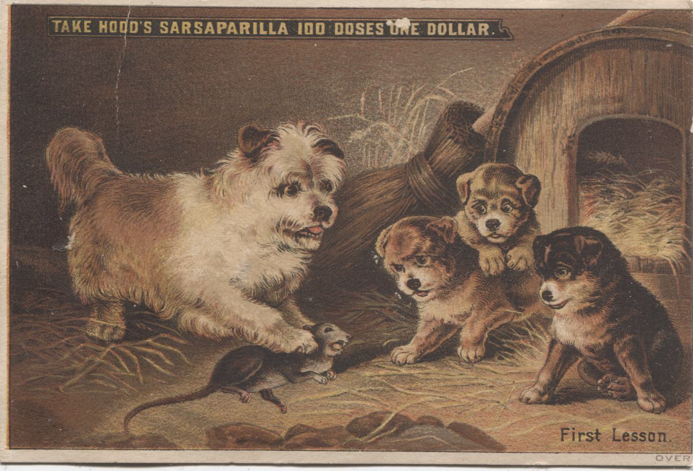 Hood's Sarsaparilla, French's North End Pharmacy Antique Trade Card, Brockton, MA - 3.25" x 4.75"