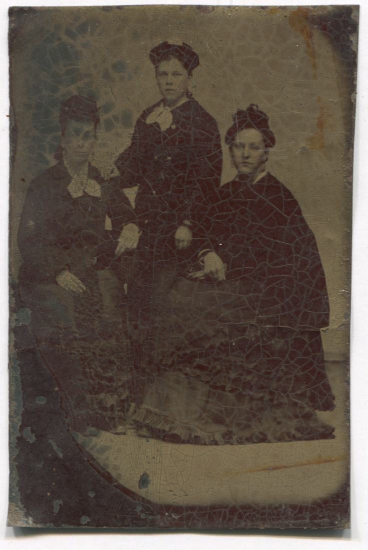 Tintype Group Photograph of Three Women Dressed in Black