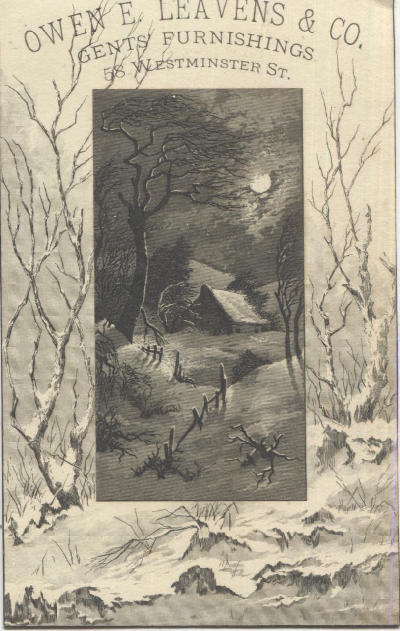 Owen E. Leaven's Co. Gent's Furnishings Antique Trade Card - 2.75" x 4.25"