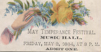 May Temperance Festival 1884 Antique Trade Card - 3.25" x 2"