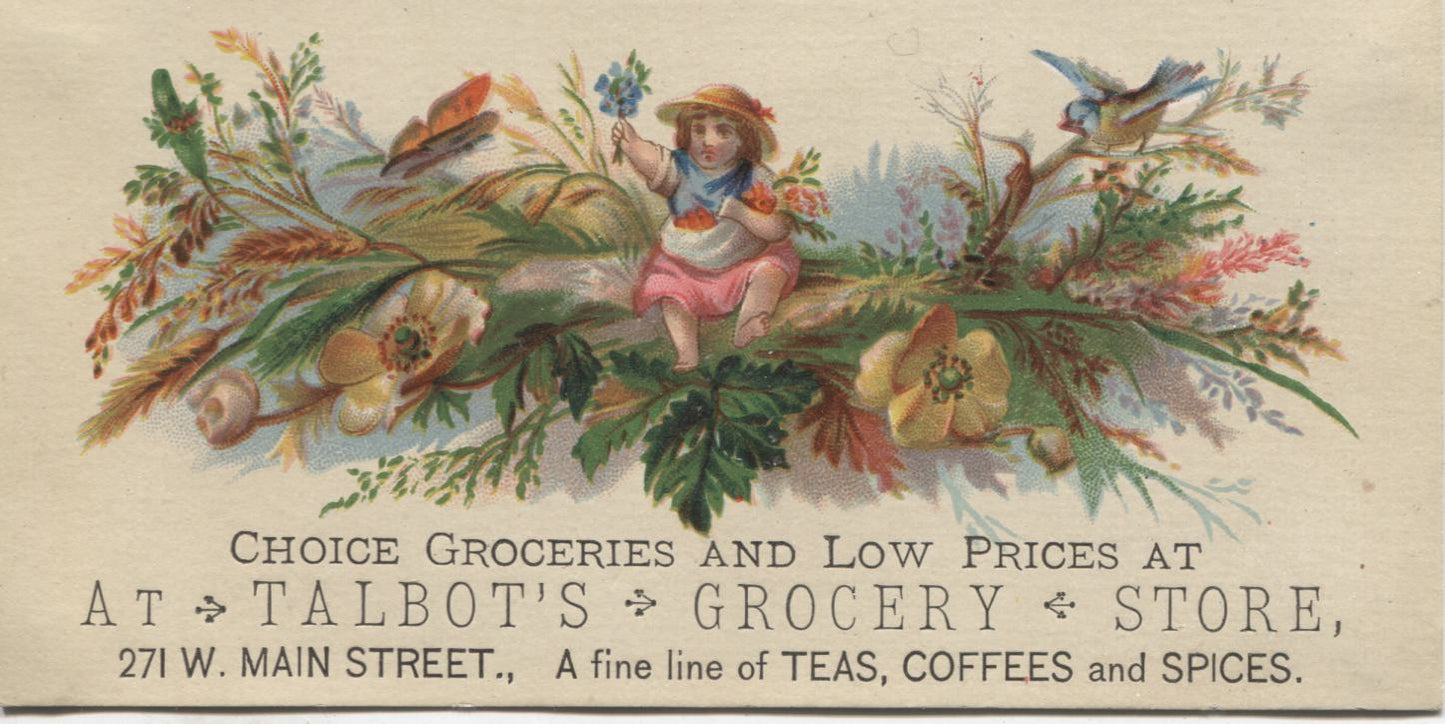 Talbot's Grocery Store Antique Trade Card - 5" x 2.5"