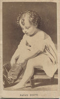Papa's Boots Antique Trade Card - 2.25" x 4"