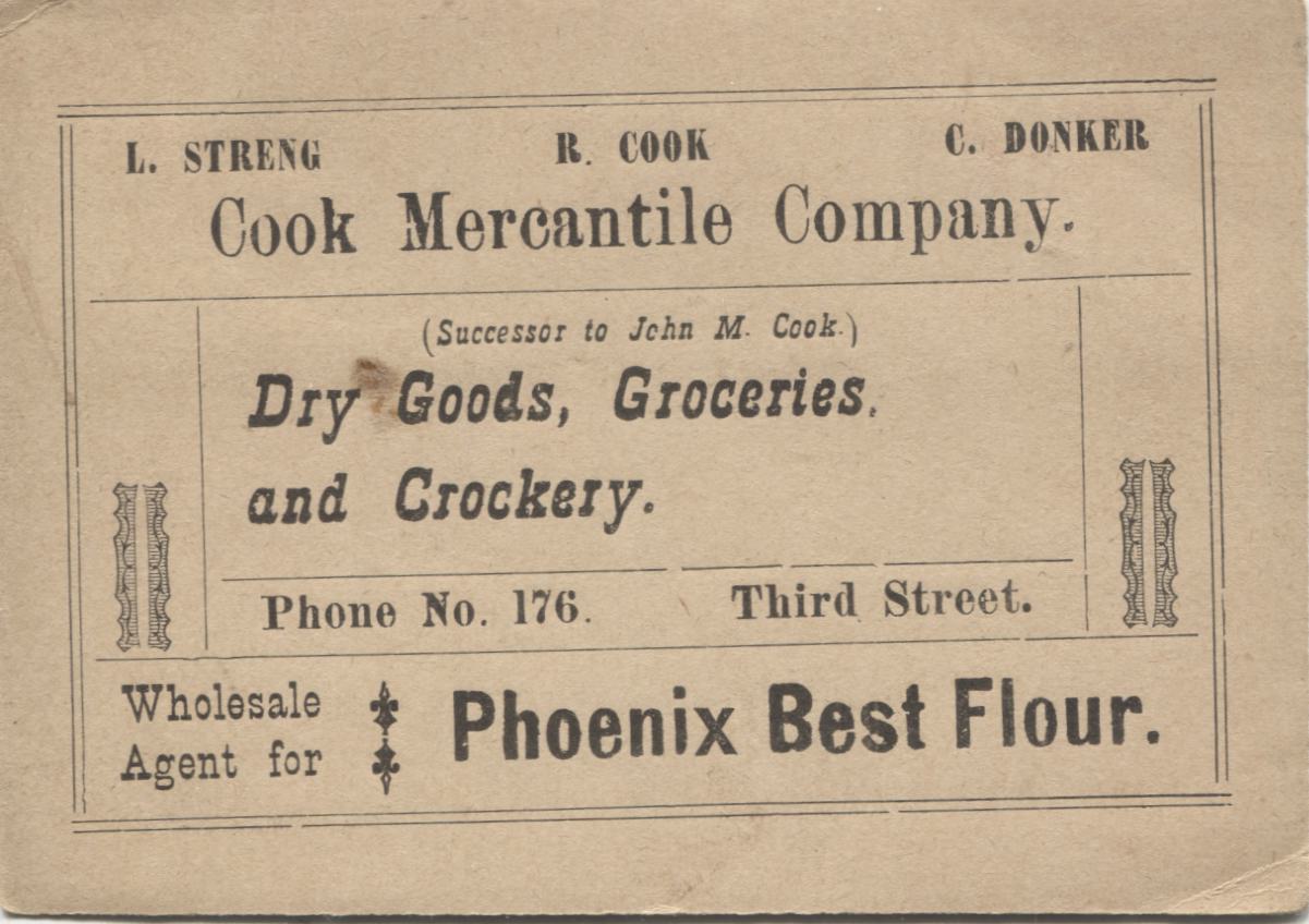 Cook Mercantile Company Antique Trade Card - 4" x 2.75"