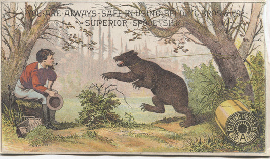 Belding Bros. & Co. Superior Spool Silk Antique Trade Card - 6" x 3.25"