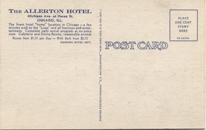 Allerton Hotel, 701 N. Michigan Avenue, Chicago, Illinois Vintage Postcard