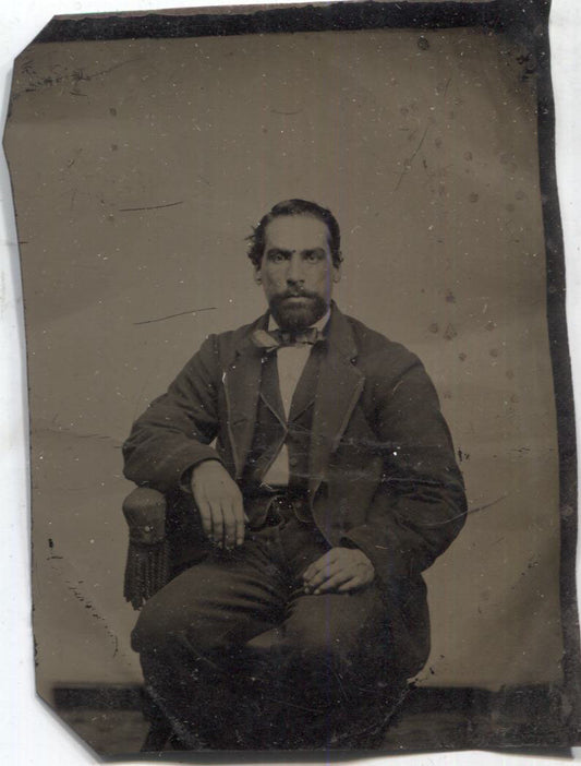 Tintype Photograph of Seated Man with a Beard