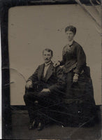 Tintype Photograph of a Couple, Man Seated, Woman Standing